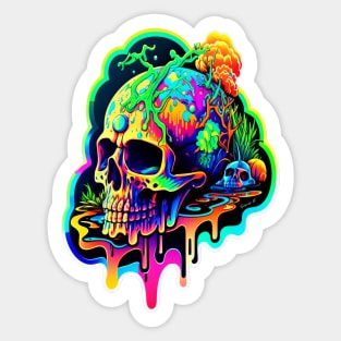 Colorful melting Skull head design #11 Sticker